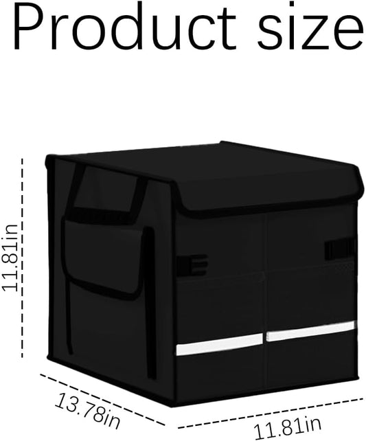 Car Trunk Organizer with Lid Collapsible Oxford Cloth Black