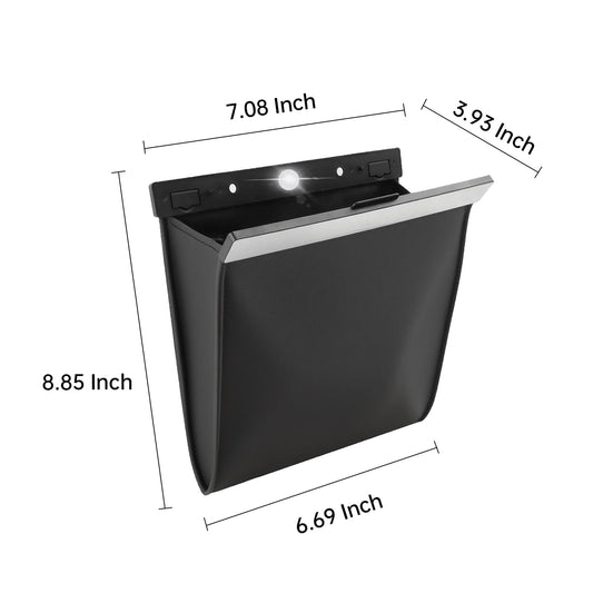 Leather Car Trash Can with Smart LED Light & Magnetic Closure