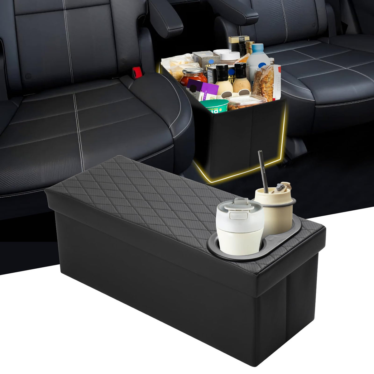 Mixsuper Liner Car Seat Organizer for 2015-2020 Chevy Tahoe/GMC Yukon, Console Organizer Backseat Box for Chevy Tahoe, Dog Box Storage Bin Supplies Travel Accessories