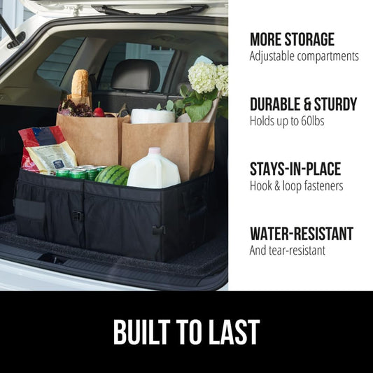 GORILLA GRIP Trunk Organizer for SUV and Cars, Large Capacity Black