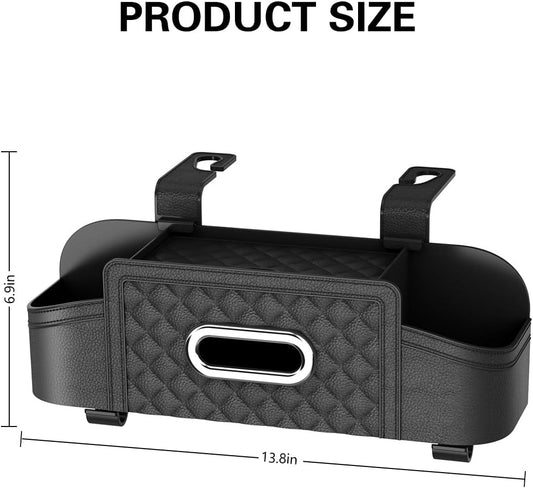 Mandark Headrest-Mounted Backseat Organizer with Cup Holders, Black