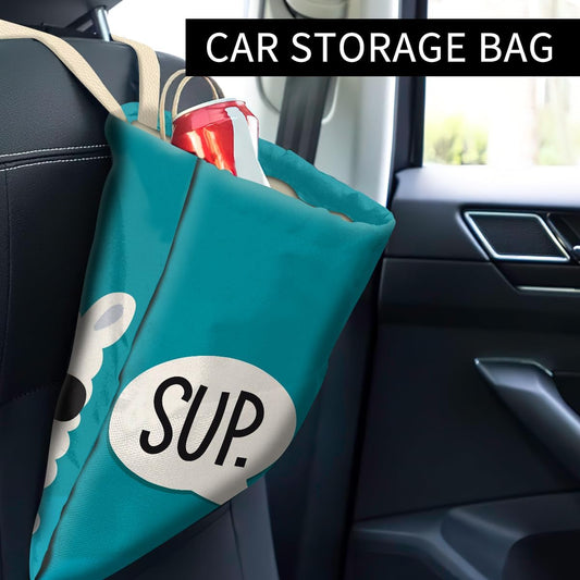 Cute Car Trash Bag, Hanging Car Organizer, 5L Capacity, Turquoise