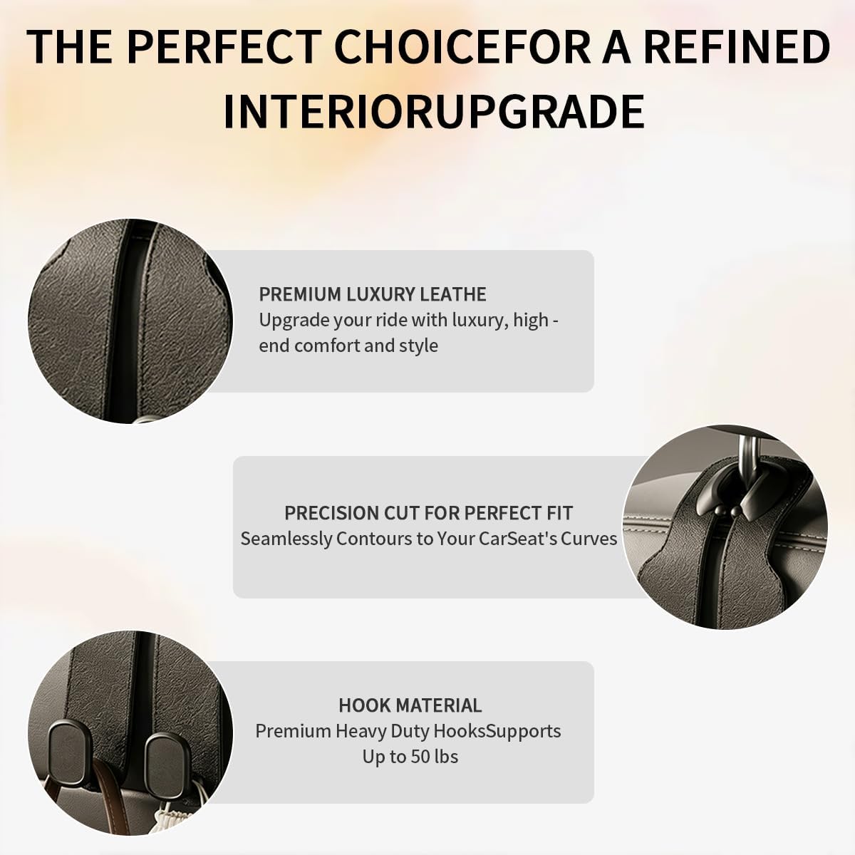 4-Pack Car Seat Back Double Hook, Double Hooks for Car Seat Back Organizer, 360° Rotatable Purse Holder, Heavy Duty Seat Hooks for Bags, Groceries, Handbags (Black)