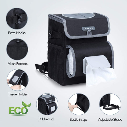 Farasla All-in-One Car Trash Can, Garbage Bag for Car