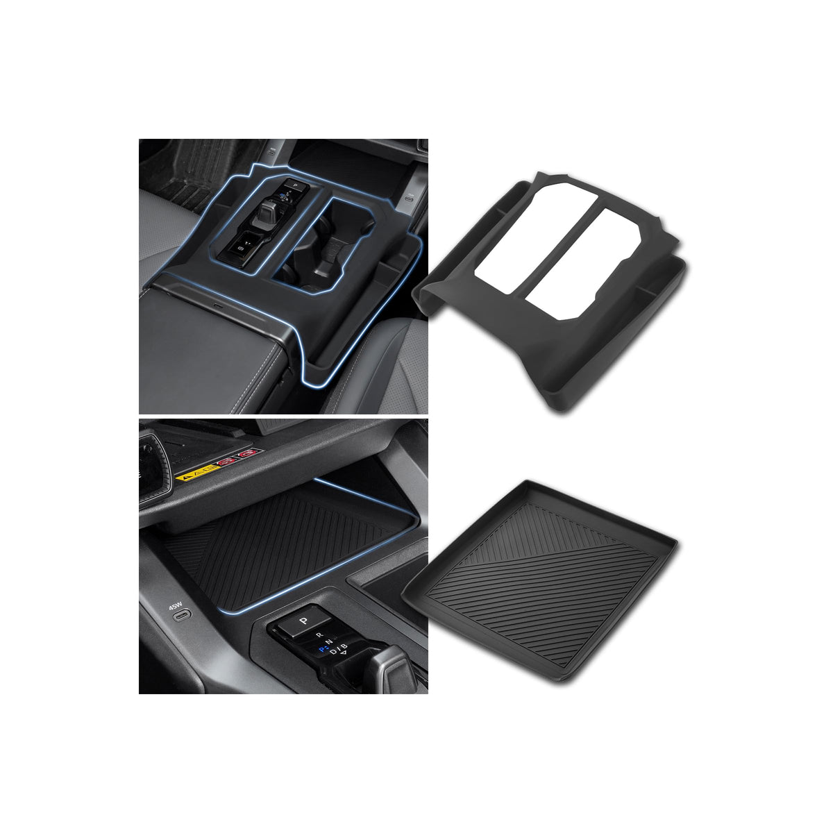 Autorder Center Console Organizer for 2022 2023 2024 2025 2026 Lexus NX NX 250/NX 350/NX 350h 450h+ Accessories Armrest Storage Box Secondary Insert Tray with Anti-Slip Mat
