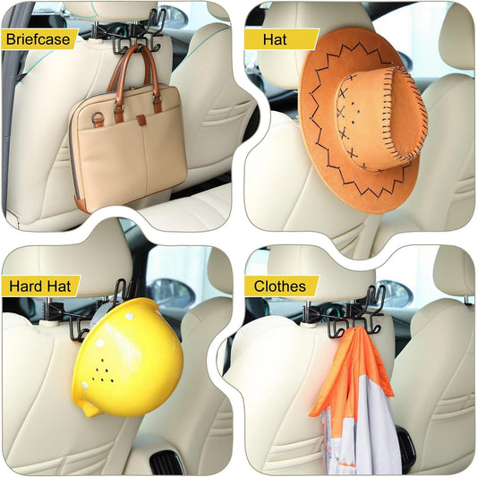 Hard Hat Holder for Truck Car Helmet Organizer, Triple Hooks, Black, 2 Pcs