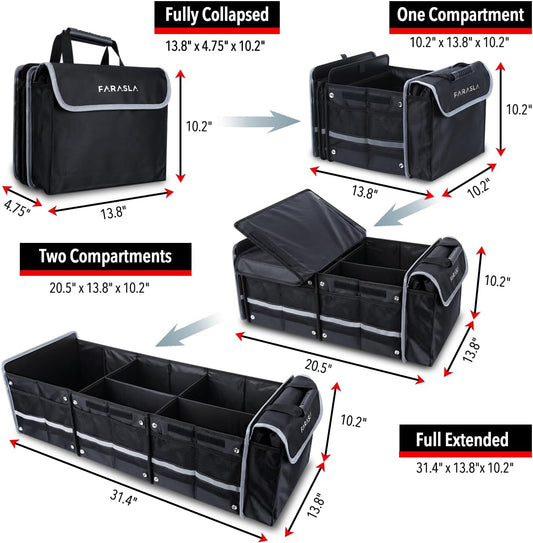 Farasla Waterproof Car Trunk Organizer with Cooler Bag