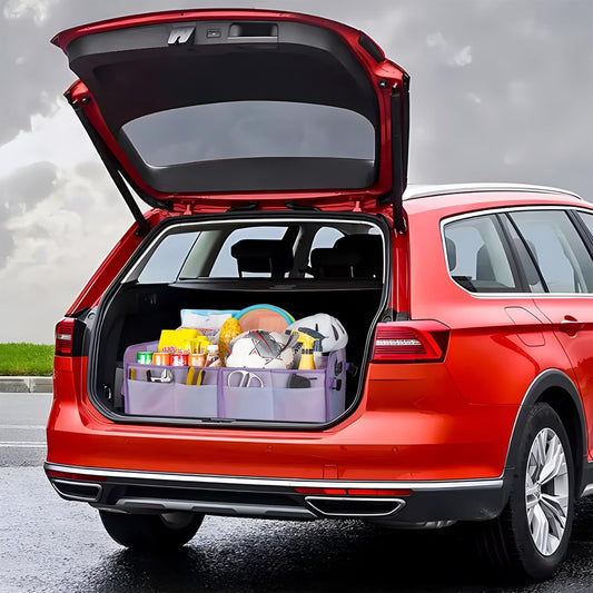titiyiof Trunk Organizer For Suv&Sedan,Car Organizers&Storage,Waterproof Collapsible & Adjustable Straps,70L Sturdy Car Organization for Car Accessories,Tools,Sundries,2-3Compartment(Colorful Purple)