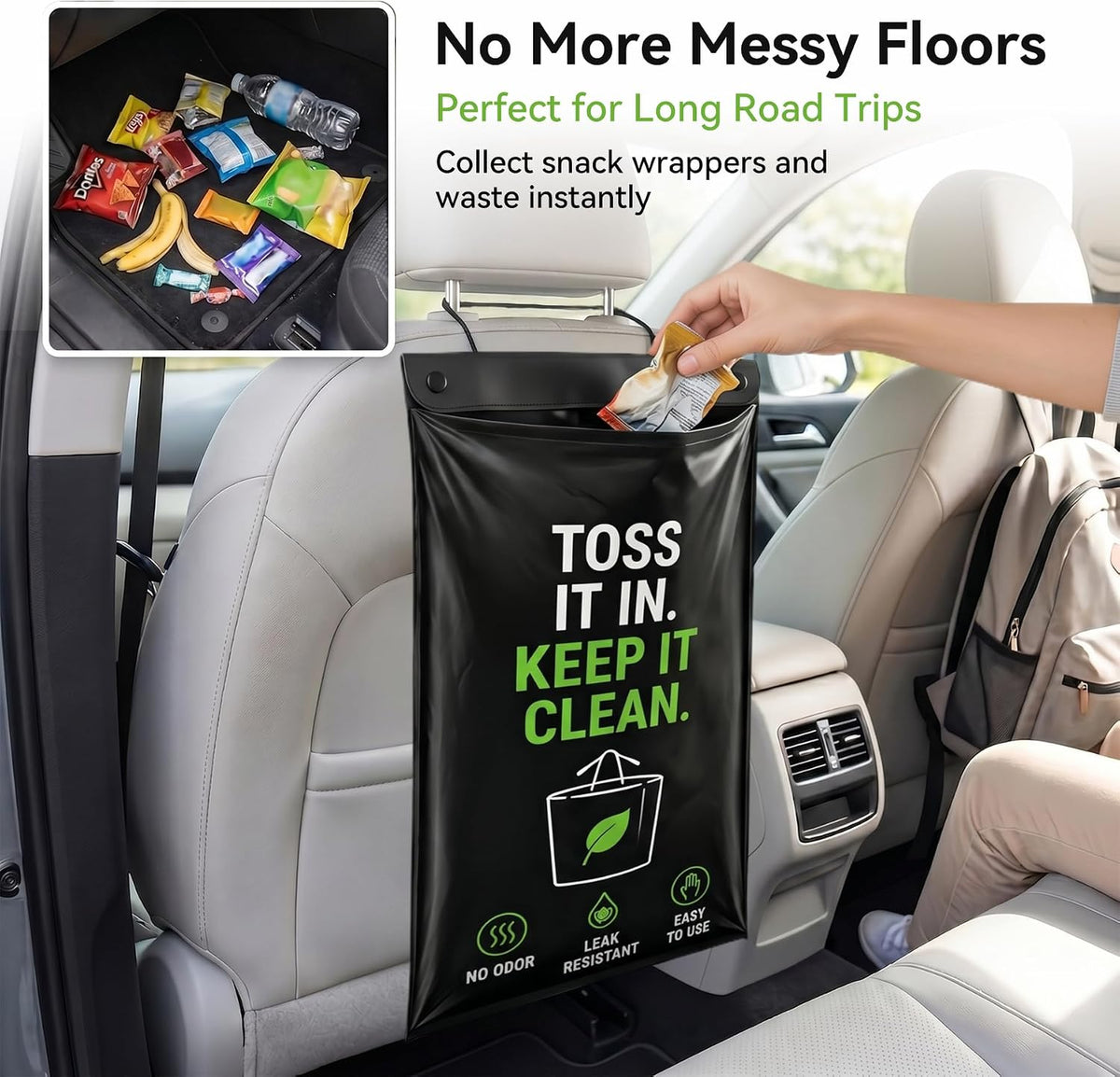 Disposable Car Trash Bag Hanging,Car Garbage Bag Leakproof, Odor Seal 50PCS
