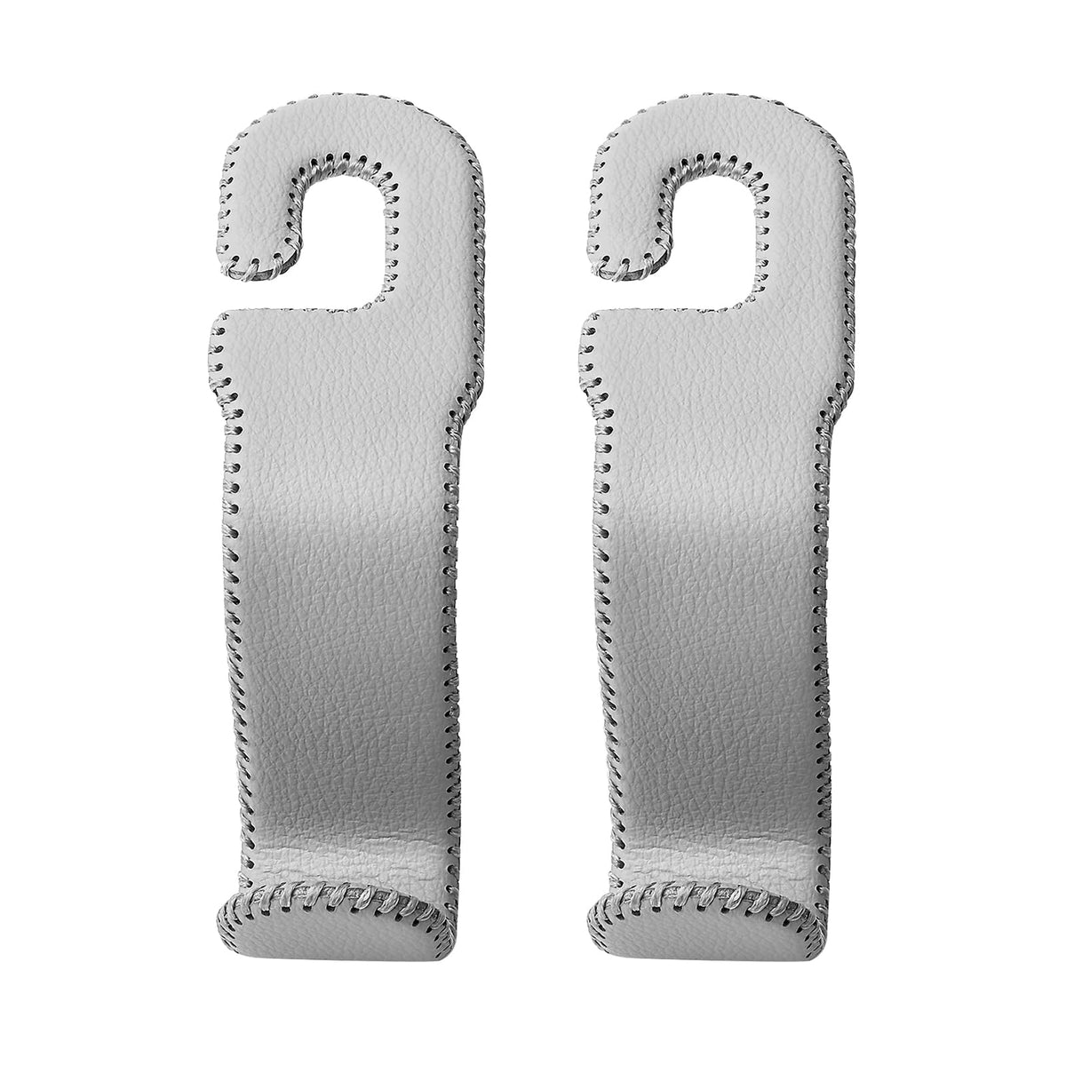 AMVOYOA Leather Car Hooks for Headrest - Fully Leather-Wrapped U-Shaped Purse Holder for Car, Flexible Seat Back Organizer & Durable Car Accessories for Purses, Bags, Coats & More (Beige, 2 Pack)