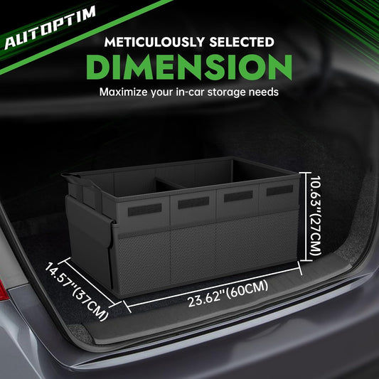 AUTOPTIM Car Trunk Organizer - 65L Collapsible Car Organizer, Black, Large