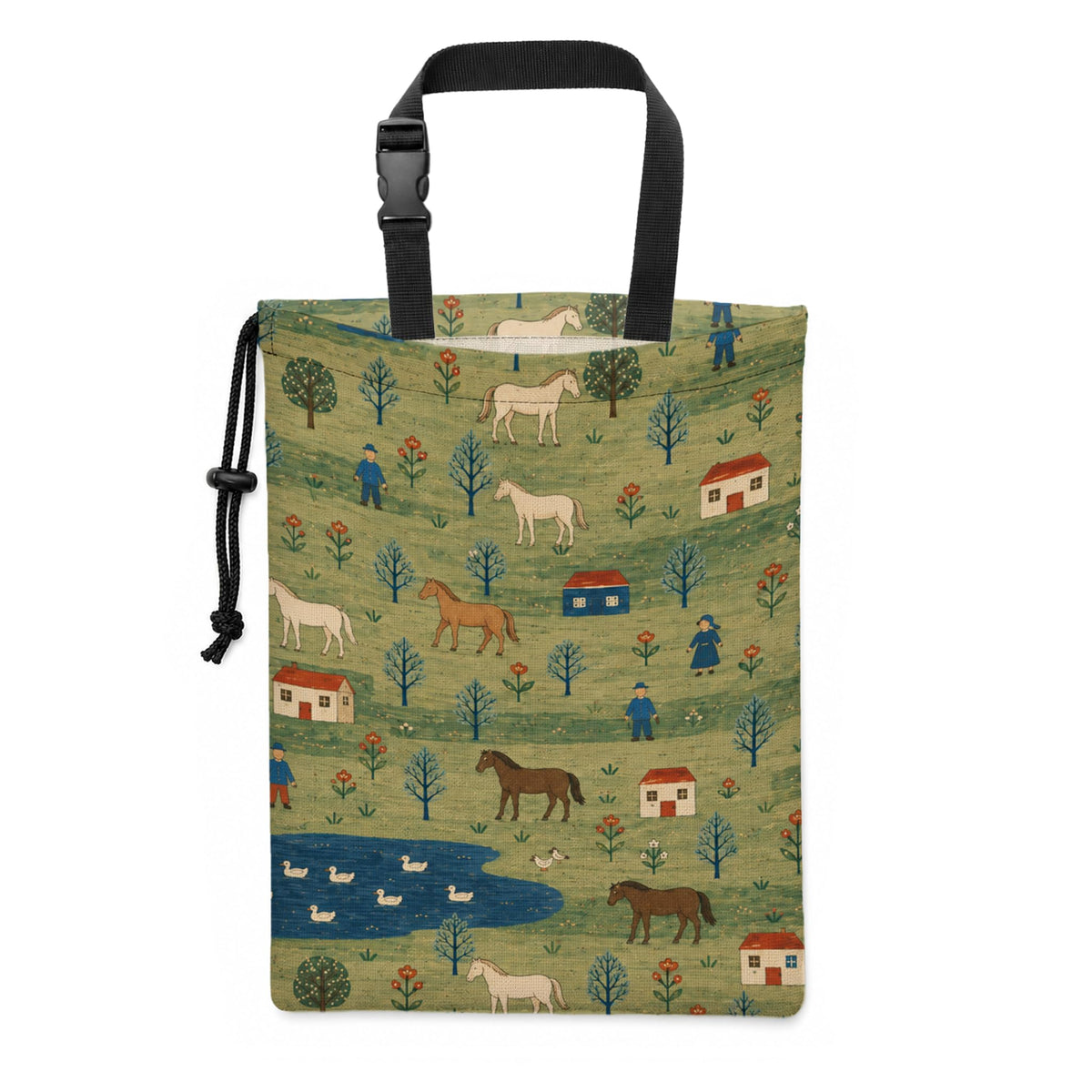Sage Green Horse Lover Car Trash Bag Hanging, 11x13Inch