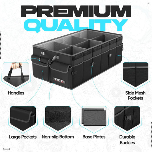 FORTEM Trunk Organizer - Foldable Car Organizer & Storage for SUVs & Trucks