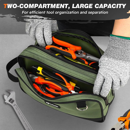 12" Tool Bag Small 2-Pack, Divider Zipper Pouch, Carry Tool Box Organizer