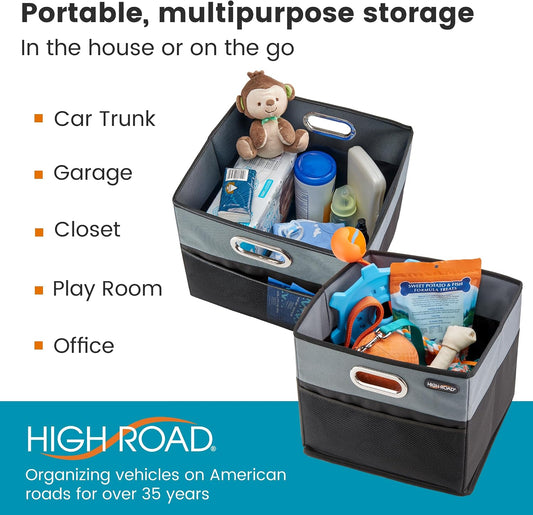 CargoCube Car Trunk Storage Bins - Set of 2 Leakproof Car Box Organizers