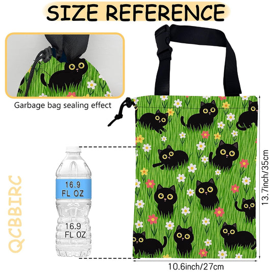Car Trash Bag Waterproof Hanging Car Garbage Bag Black Cats Floral
