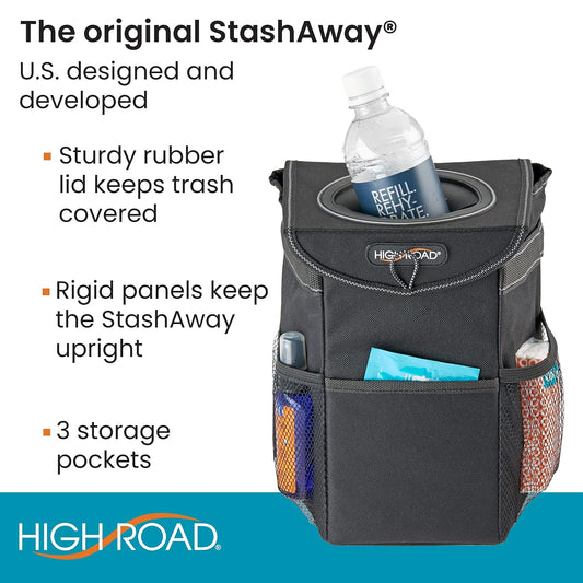 High Road StashAway Heavy Duty Car Trash Can with Rubber Lid