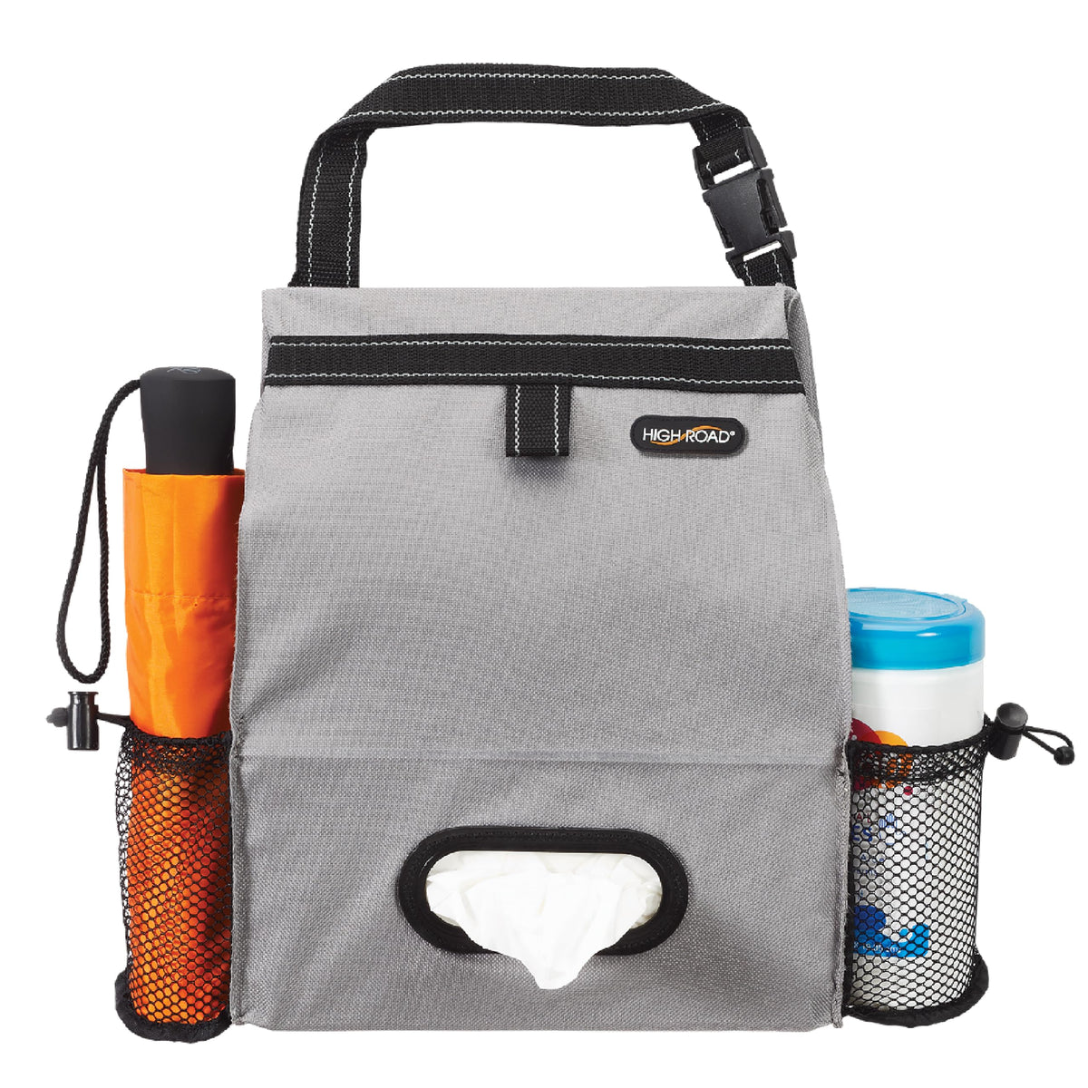 High Road Car Trash Can and Tissue Holder, Hanging Trash Bag Seat Organizer