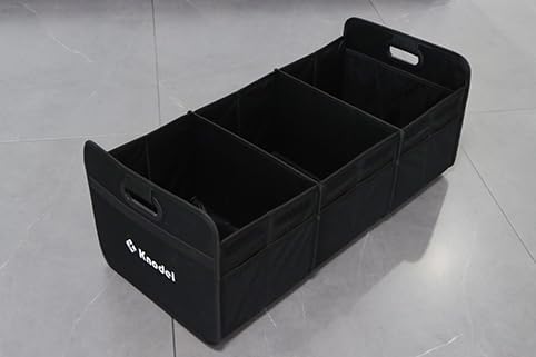 K KNODEL 3 Compartments Trunk Organizer for Car and Sedan (Large, Black)