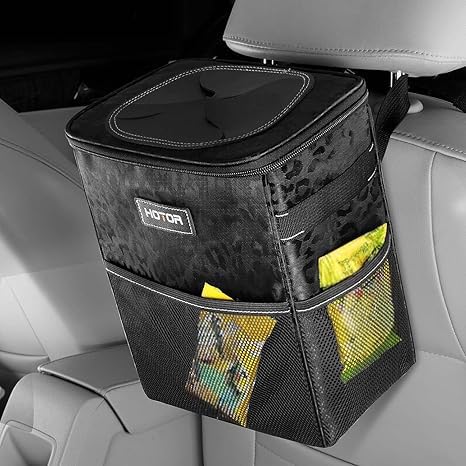 HOTOR Car Trash Can, Leakproof Car Organizer, 2-Gallon, Brown