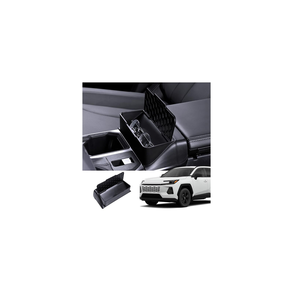 For 2026 Toyota RAV4 Center Console Passenger Glove Box Divider Organizer ABS Material Easy to Pick Up&Install, 6th Gen Hybrid&Plug-in Hybrid Interior Accessories