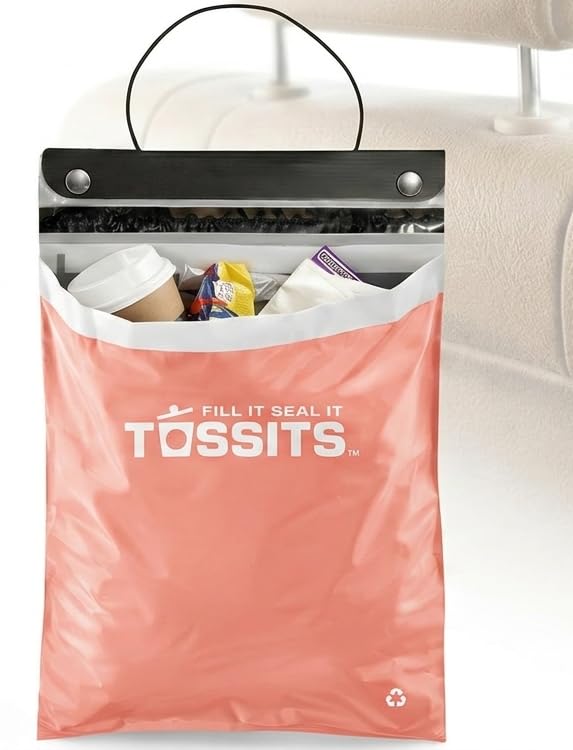 Tossits Hanging Car Trash & Garbage Bags, Disposable, Blue 21 Count