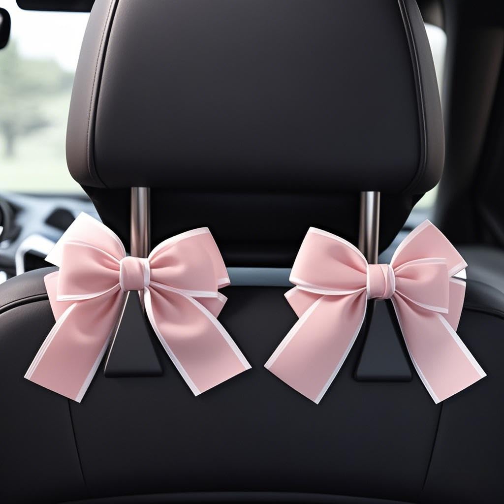 2-Pack Car Purse Hooks for Hanging Purses and Bags, Cute Bow car seat headrest Hooks for Hanging car Purse Hooks. (Brown)