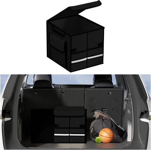 Car Trunk Organizer with Lid Collapsible Oxford Cloth Black