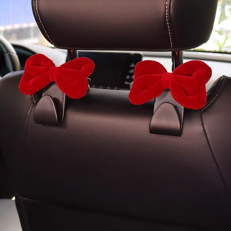2-Pack Car Purse Hooks for Hanging Purses and Bags, Cute Bow car seat headrest Hooks for Hanging car Purse Hooks. (Brown)