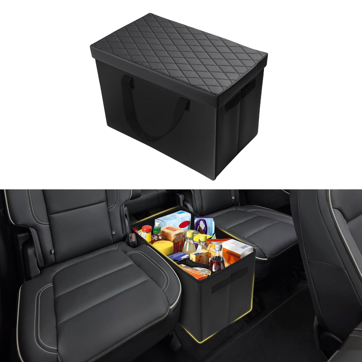 Mixsuper Liner Car Seat Organizer for 2015-2020 Chevy Tahoe/GMC Yukon, Console Organizer Backseat Box for Chevy Tahoe, Dog Box Storage Bin Supplies Travel Accessories