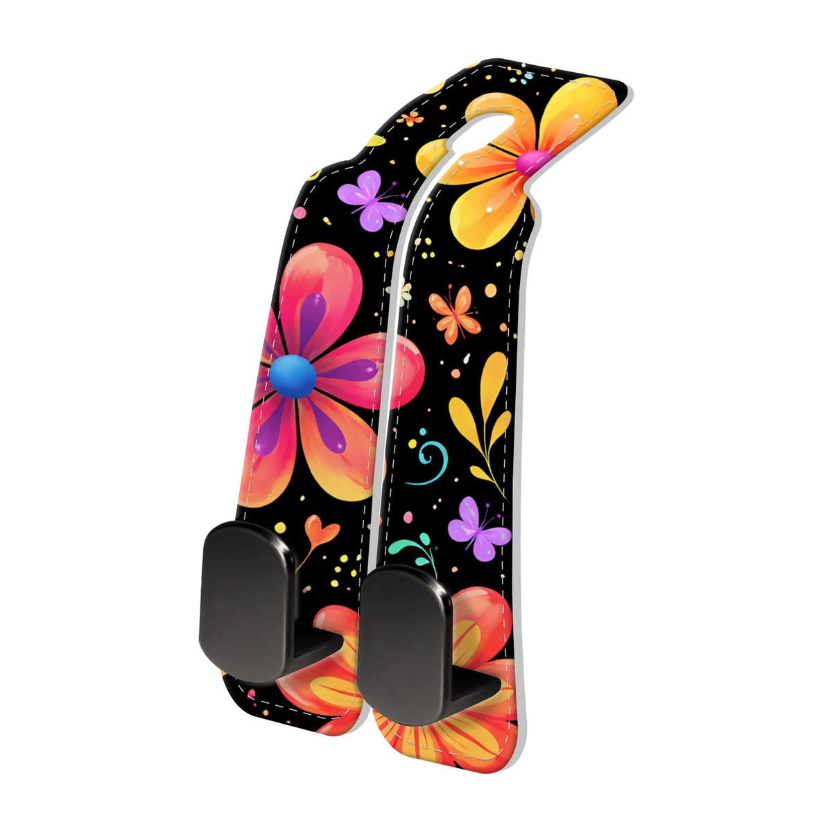 PU Leather Car Seat Hook, Storage Headrest Hanger, Cute Car Backseat Organizer, Car Hooks For Purses and Bags, Butterfly Rose