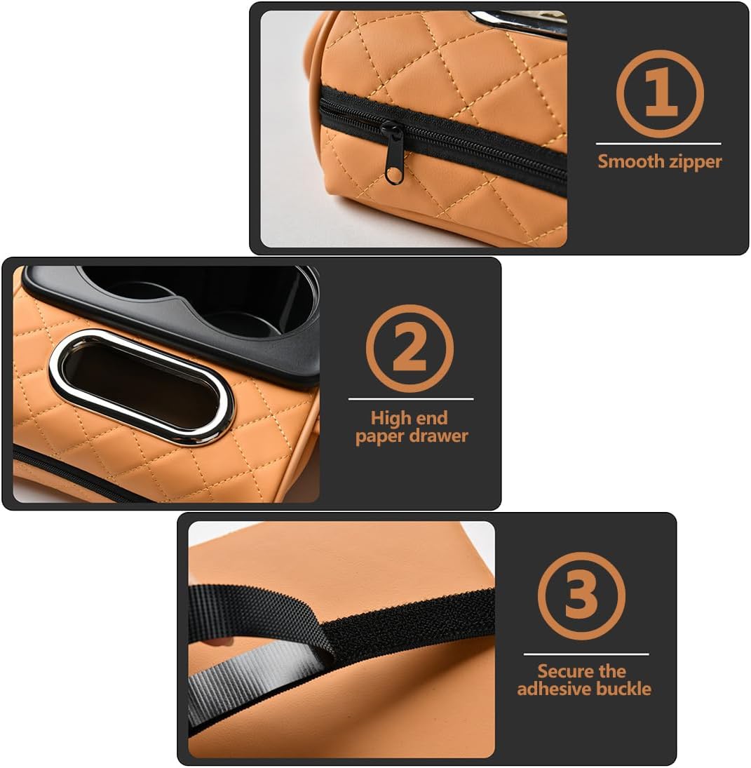 Car Armrest Cushion for SUV with Cup Holder 2.75" Height,5-in-1 Center Console Cover with 2 Storage Bags, Tissue Box Slot, Phone Slot for Sedans, Car Accessories Interior Organizers (Black)