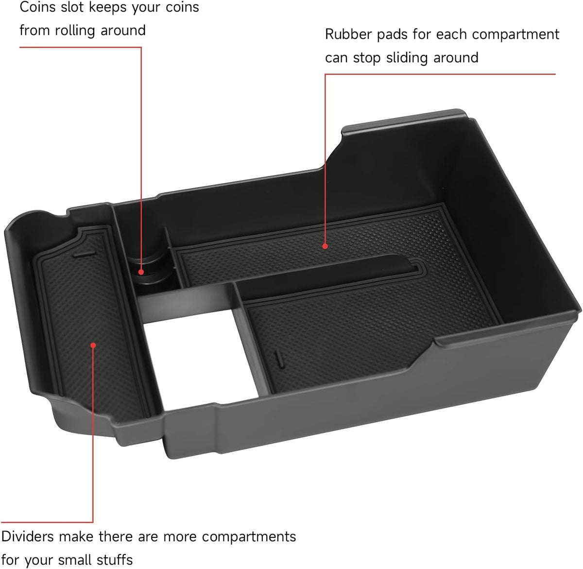 Center Console Organizer Tray Compatible with Mazda 2020-2026 CX-30 CX30 Accessories Armrest Storage Box ABS Console Insert Tray Container (Black Mat)