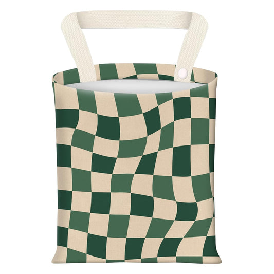 Car Garbage Can, Seat Back Hanging Cute Car Trash Can Bag, Car Organizer and Storage Bag for Travelling, Outdoor Cute Green Checkerboard