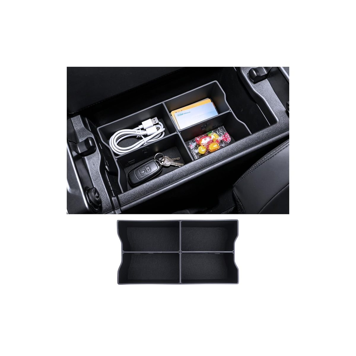 For 2026 Toyota RAV4 Center Console Passenger Glove Box Divider Organizer ABS Material Easy to Pick Up&Install, 6th Gen Hybrid&Plug-in Hybrid Interior Accessories