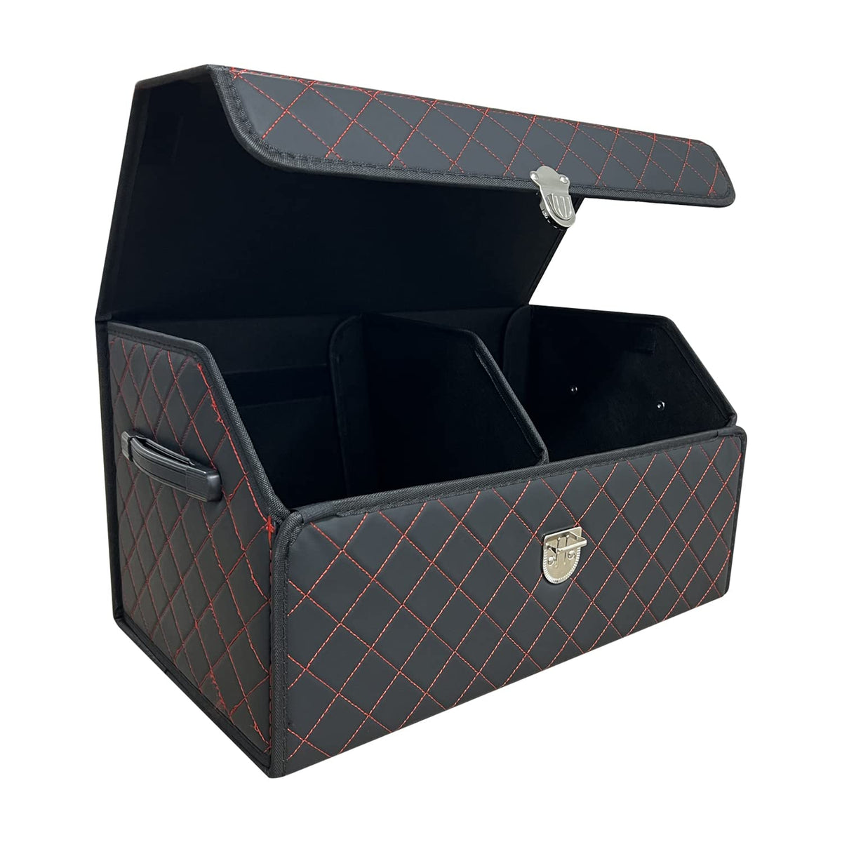 Trunk Organizer for Car With Lid,Foldable Trunk Organizer for SUVs & Sedans,Multi-Functional Leather Storage Box - Brown - Small