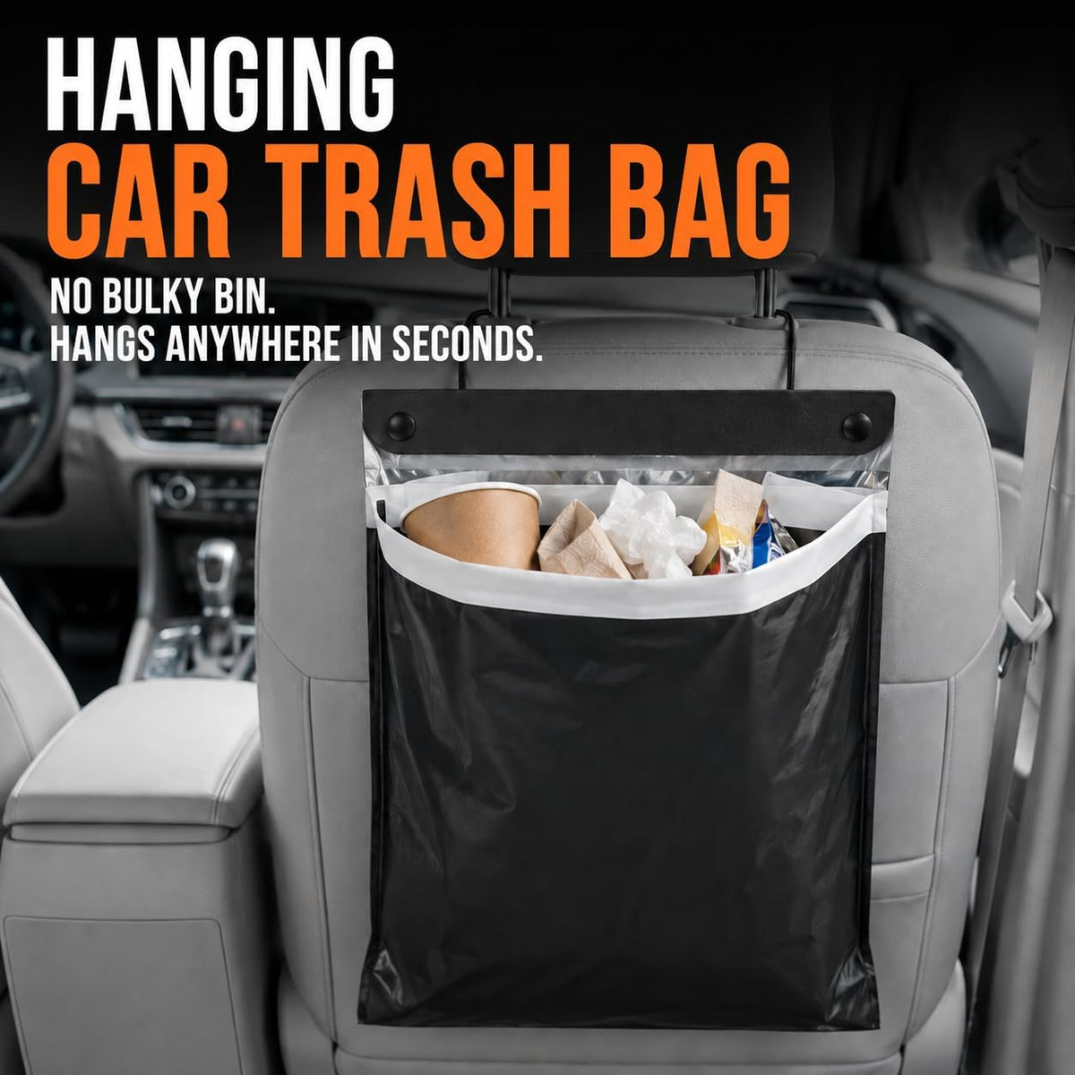 50PCS Hanging Car Trash Bags, 2 Gallon Leakproof Disposable Car Garbage Bags with Odor Seal, Stick-On Car Trash Can Alternative for Car, SUV, Truck, Stroller