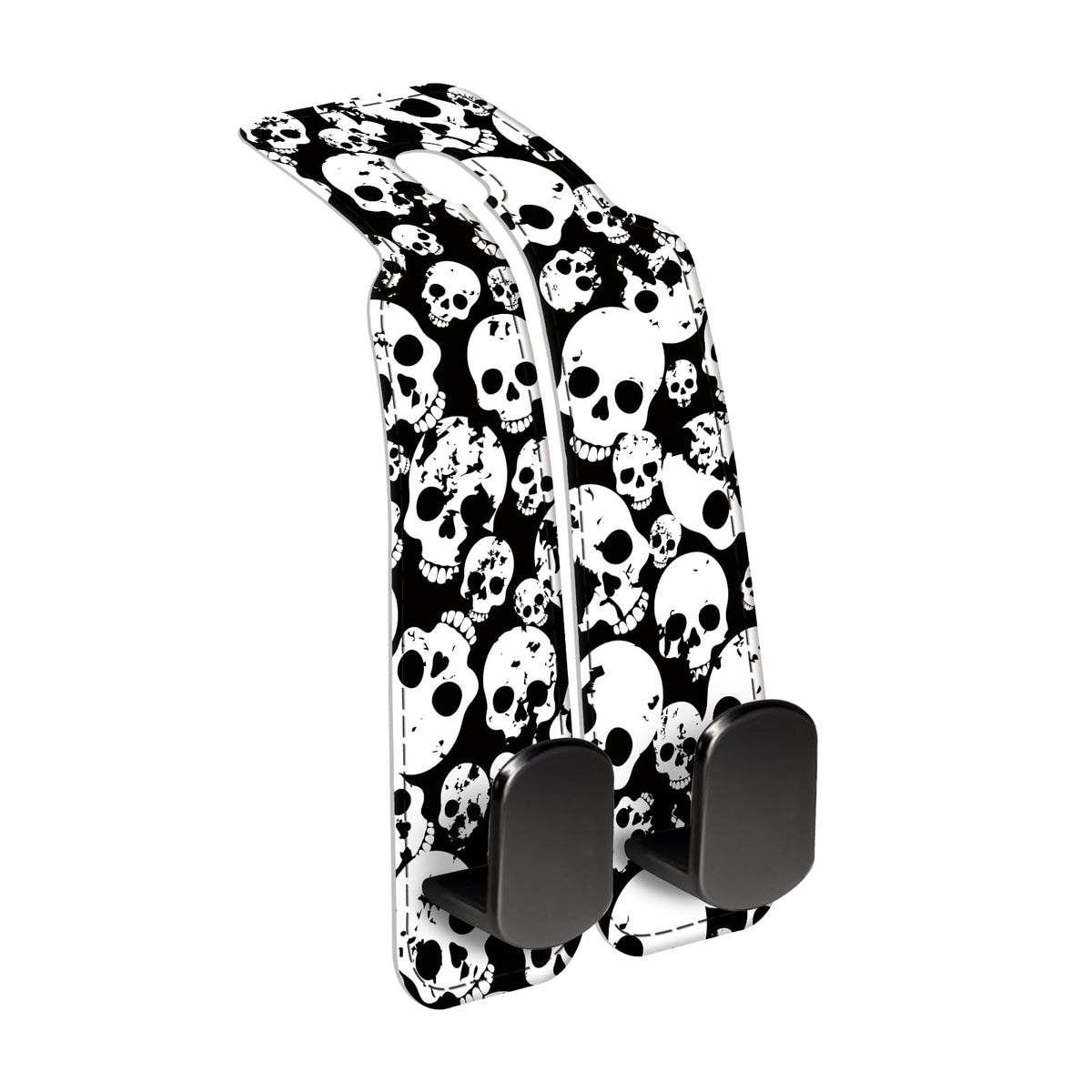 Car Seat Back Storage Headrest Hook, Premium Leather Double Metal Hook, Hanger Storage Organizer for Purse Cloth Bag, Car Interior Accessories Luxury Black Flowers