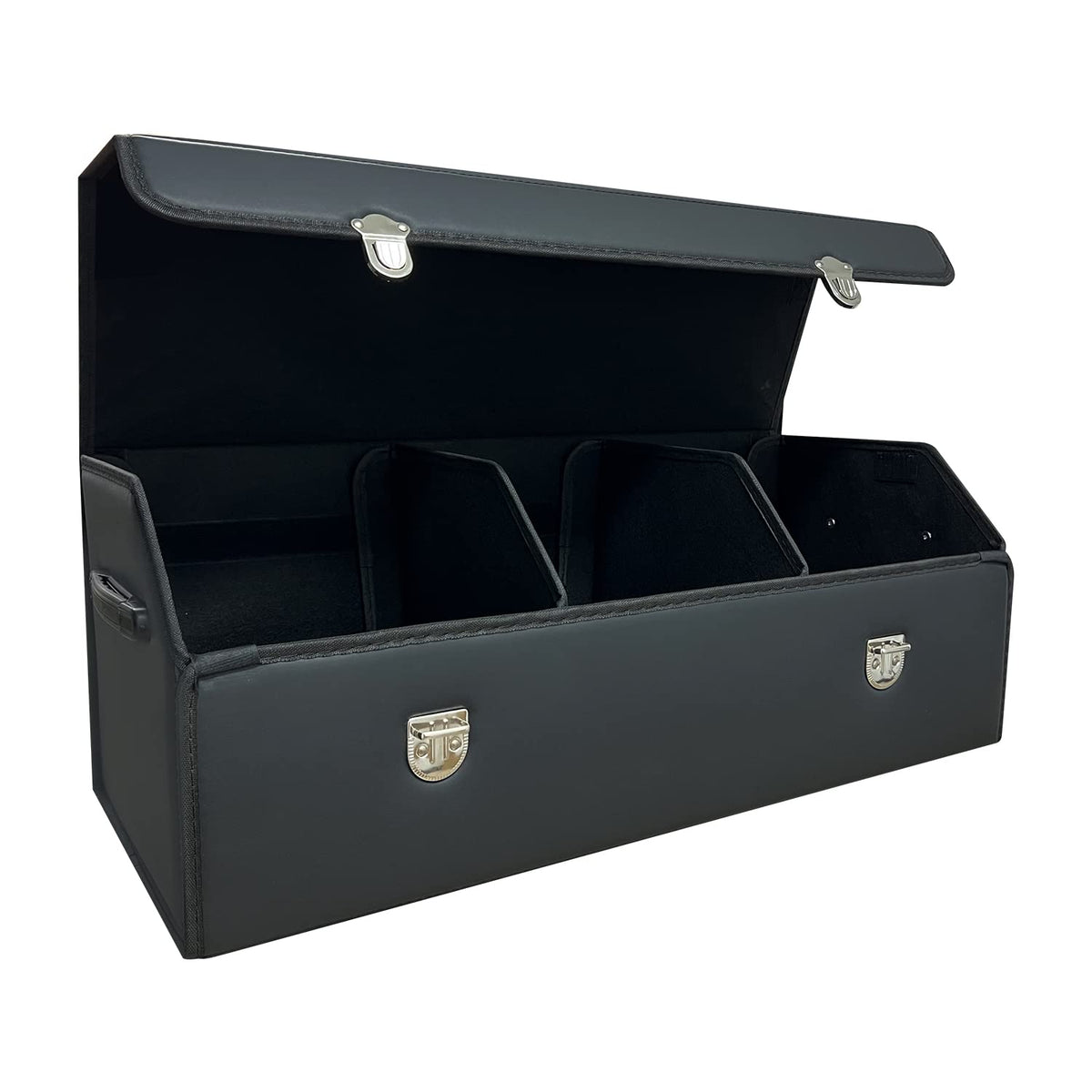 Trunk Organizer for Car With Lid,Foldable Trunk Organizer for SUVs & Sedans,Multi-Functional Leather Storage Box - Brown - Small