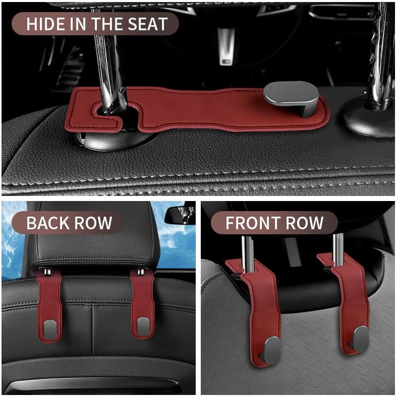 Universal Car Seat Back Storage Hook, Premium Stitched