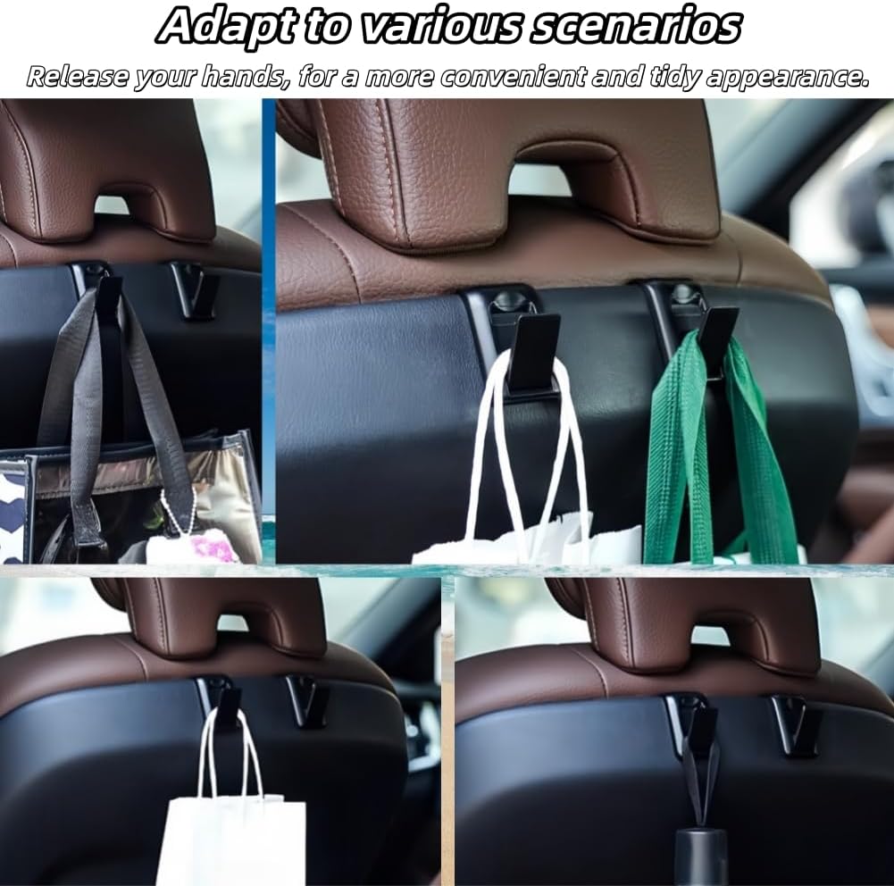 2PCS Car Seat Headrest Hooks for Volvo XC90 XC60 S90 S60 V90 V60 Series Accessories,Upgraded Foldable Hidden Car Seat Back Hooks for Bags Handbags Phones (Black)