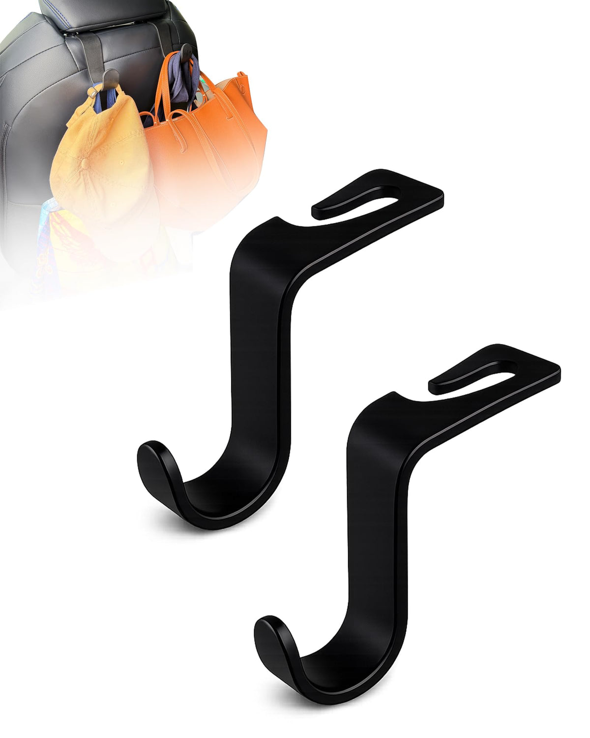 Travel Depot XL Hard Hat Holder for Truck, Heavy-Duty Headrest Hooks, 2PK