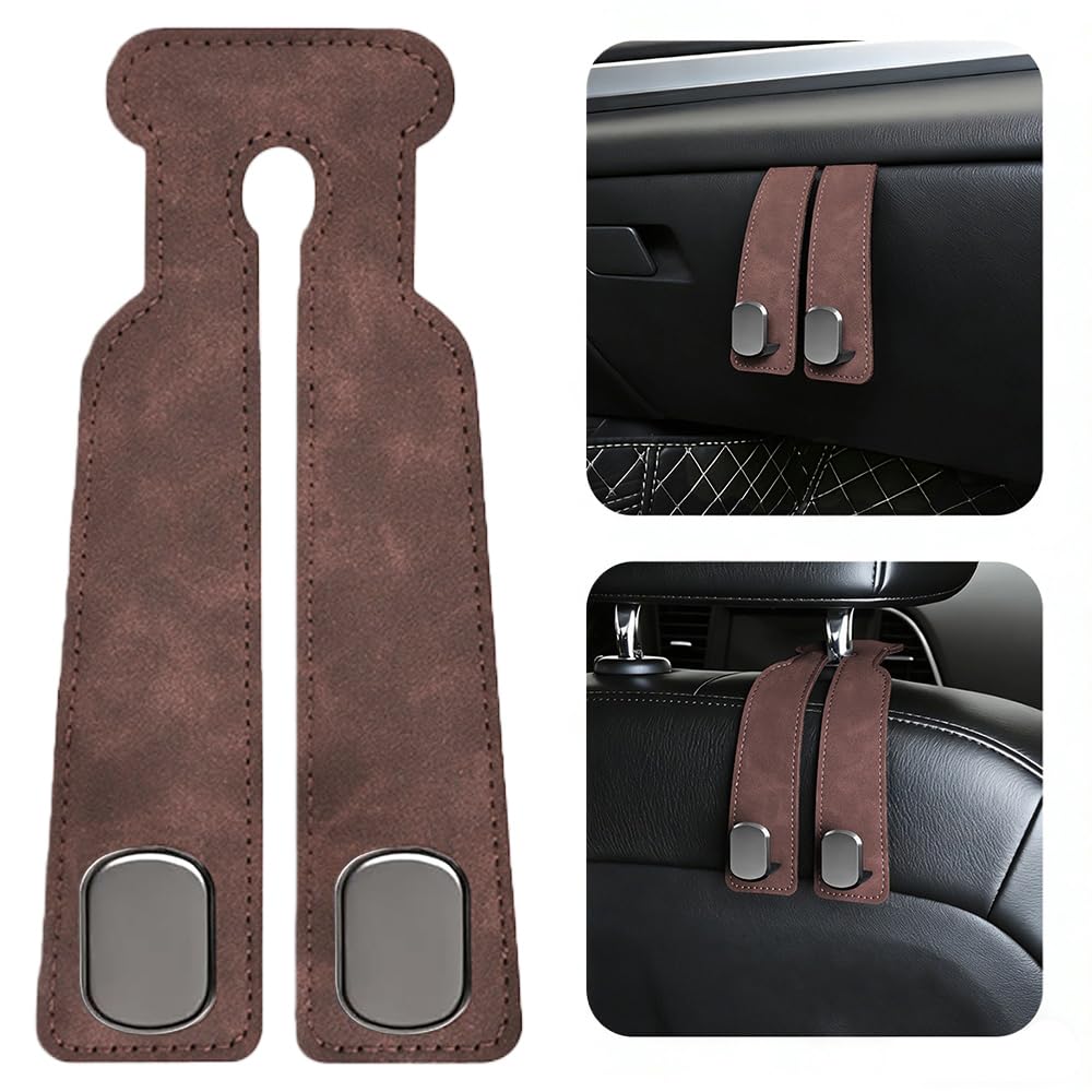 2-Pack Car Hanging Hooks for Car Seat Back & Glove Box, Grey