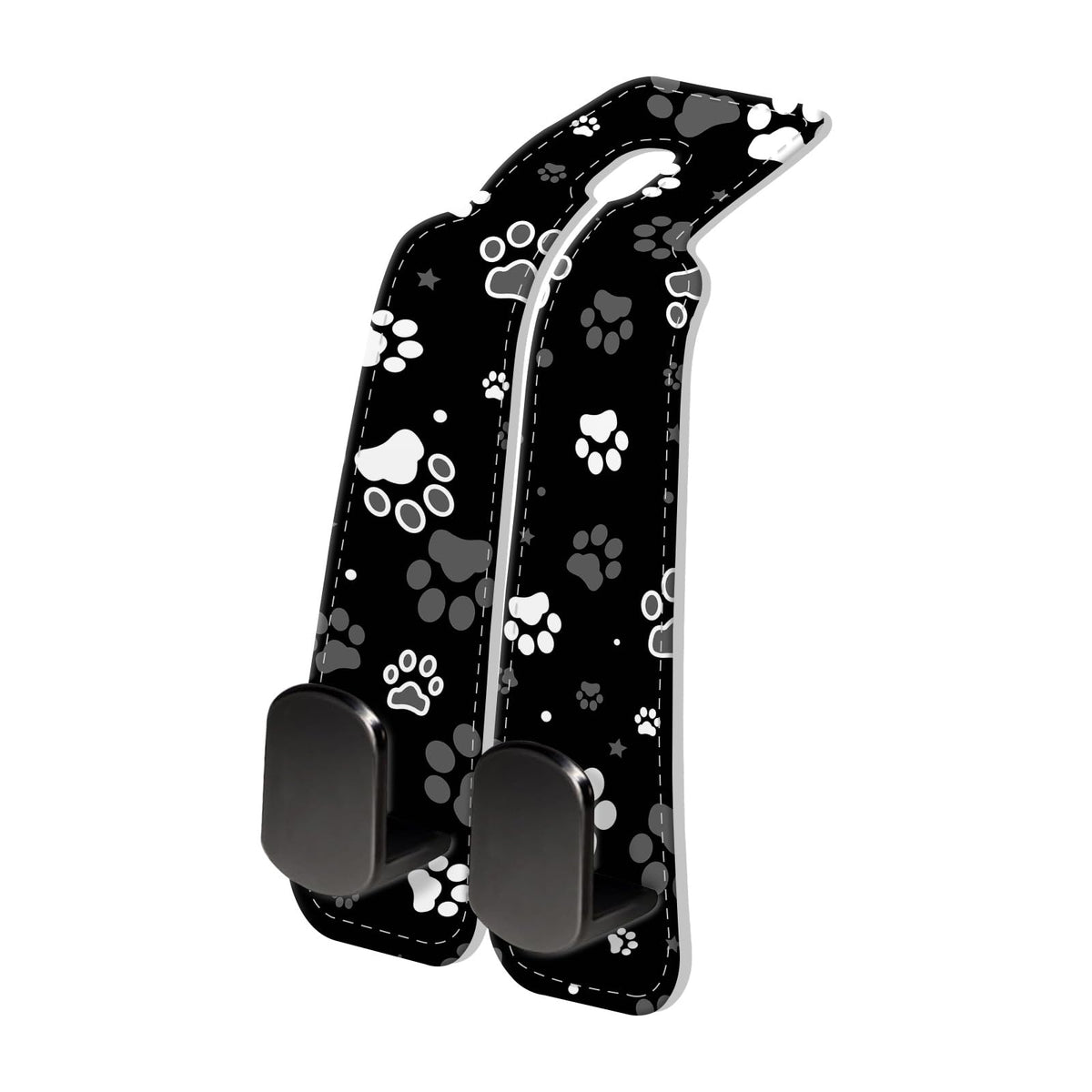 PU Leather Car Seat Hook, Storage Headrest Hanger, Cute Car Backseat Organizer, Car Hooks For Purses and Bags Gray Black Leopard