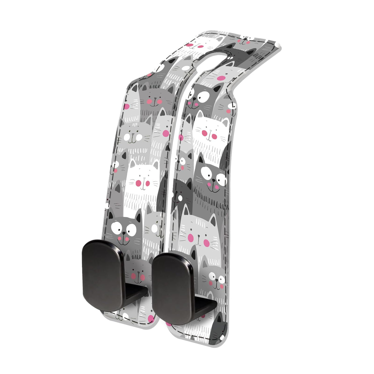 Car Seat Headrest Hook, Universal Leather Cute Hanger Holder Hook, Storage Organizer Interior Accessories for Purse Bags Handbag Cute Retro Flower Skulls