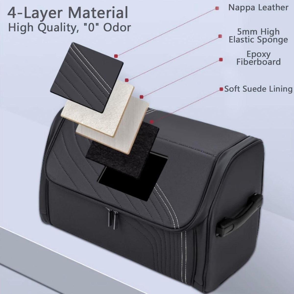 TOPABYTE Car Trunk Organizer with Lid Capacity Collapsible Bag Black, Small