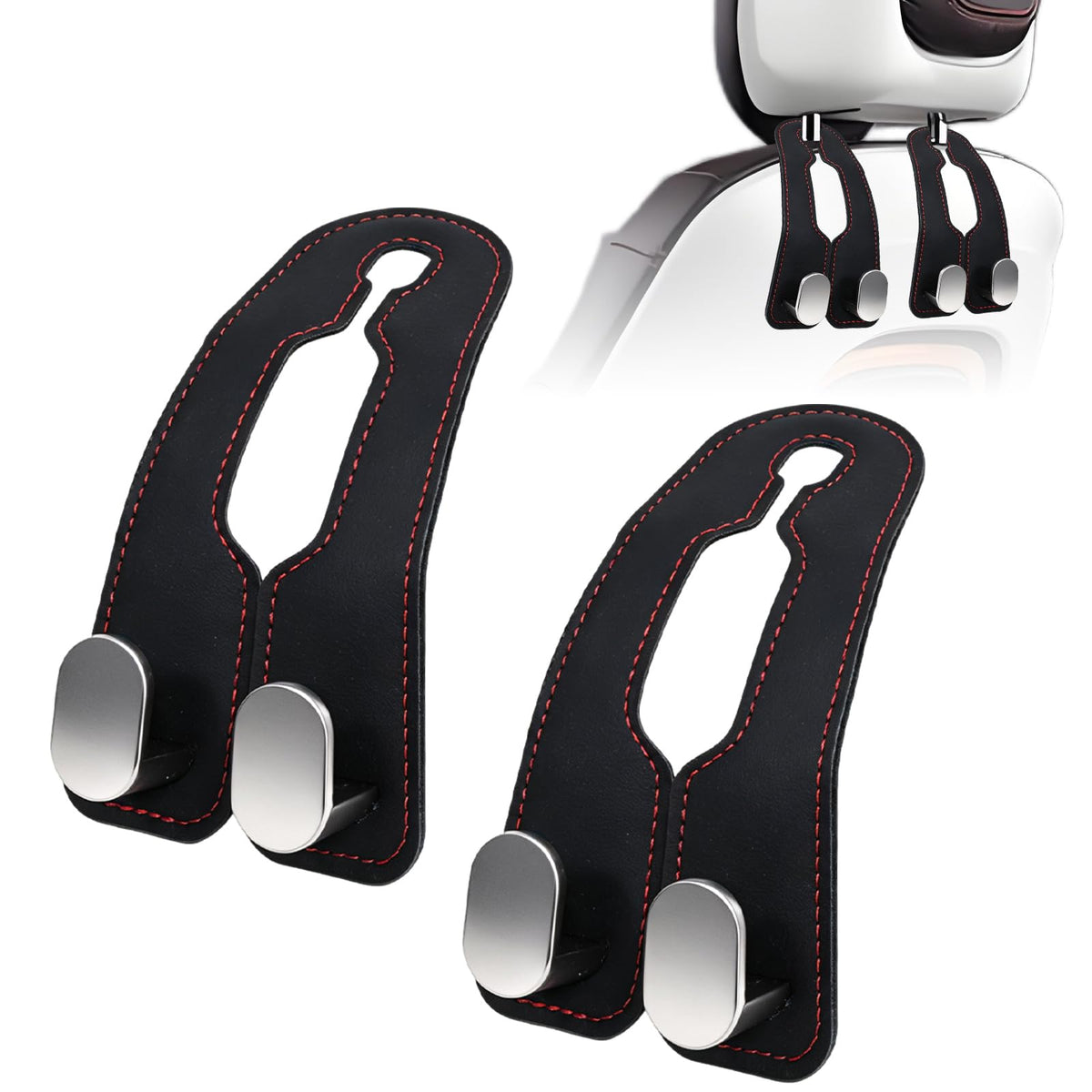 Car Purse Hook Purse Hook for Car Seats Headrest Car Seat Hooks,Heavy Duty Vehicle Organizer for Handbags, Groceries, Purses, Keep Car Tidy (Gray, 4 Pack)
