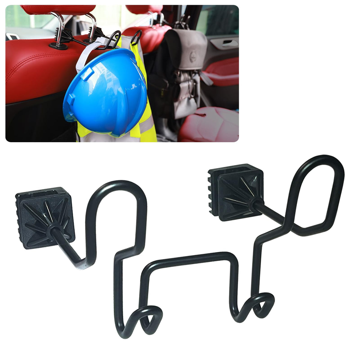 GODLIY Hard Hat Holder for Truck, Heavy-Duty Metal Car Headrest Hooks
