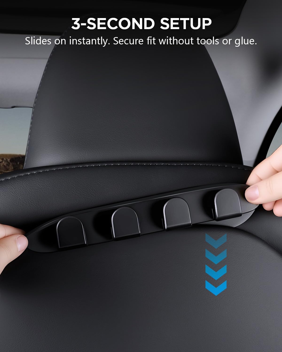 4-Pack Car Hooks for Tesla Model Y Juniper & Model 3 Highland Accessories 2026 2025, Retractable Glove Box Hanger & Rear Seat Clip, Interior Organizer for Handbag, Backpack, Grocery Bag