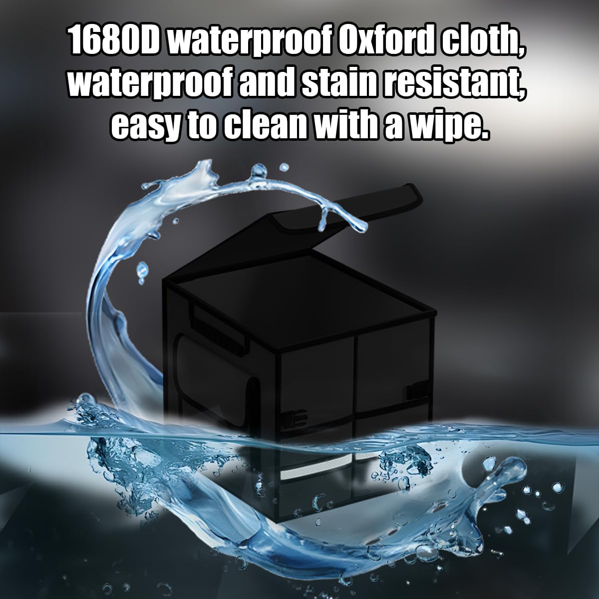 Car Trunk Organizer with Lid Collapsible Oxford Cloth Black